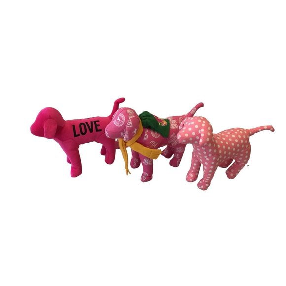 Victoria's Secret Pink Mini Dogs Set of 3 Velvet Love Pink Backpack Pop Pink Pol - Picture 1 of 10